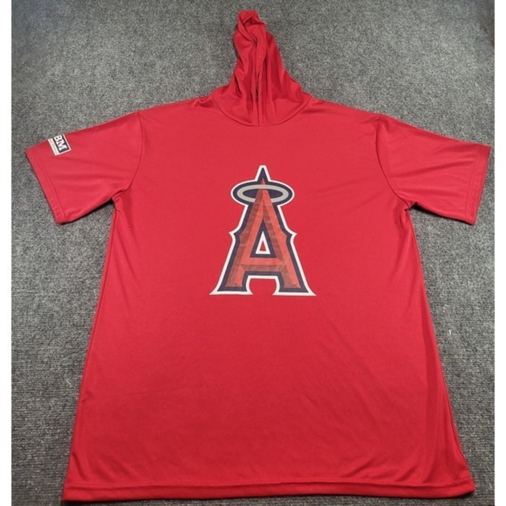Los Angles Angels Sixth Man Shirt Mens XL Red Hooded Short Sleeve MLB